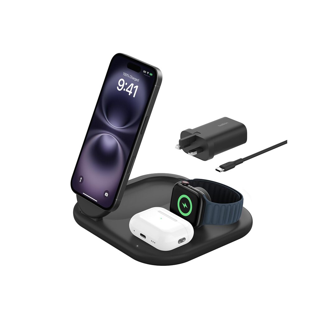 BOOSTCHARGE QI2 15W MAGNETIC 3IN1 BK