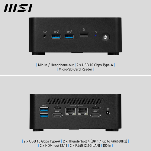 MSI Cubi NUC 1M i3 100U BB 0.84L sized PC Black Intel SoC - Image 2