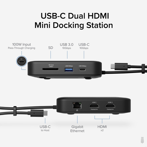 Plugable Technologies USBC-6950PDZ laptop dock/port replicator Wired USB 3.2 Gen 2 (3.1 Gen 2) - Image 2