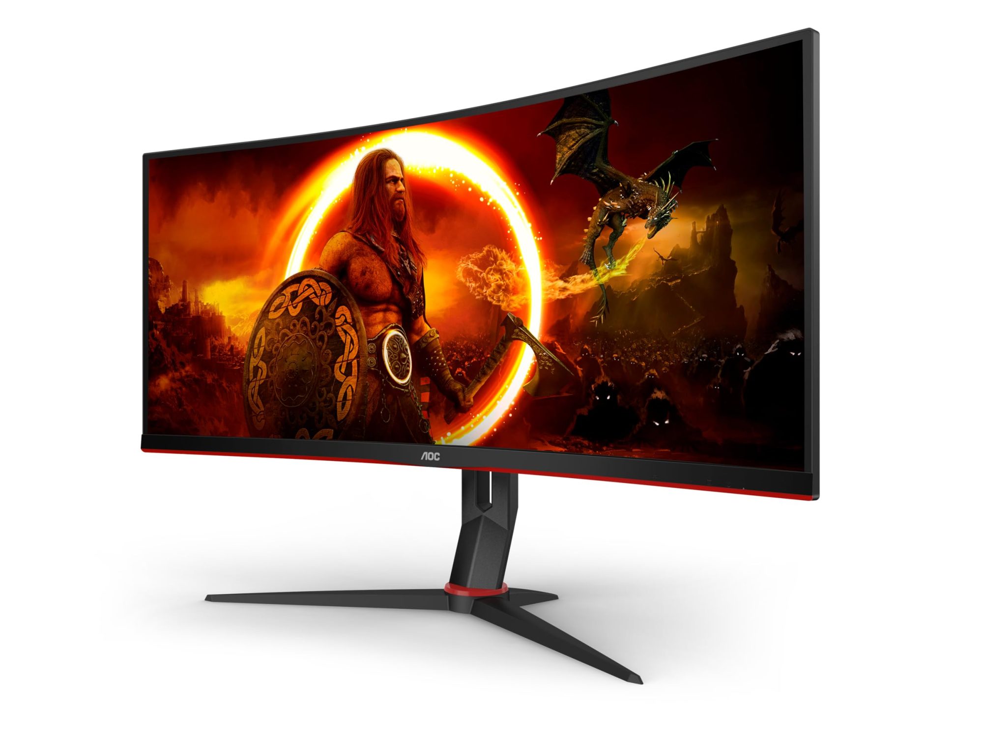 AOC Gaming CU34G2XP - 34 Inch WQHD Curved Monitor, VA, 180Hz, 1ms GtG, HDR400, Height Adjust, Game Mode, Speakers (3440 x 1440, 400 cd/m HDMI 2.0 / DP 1.4)