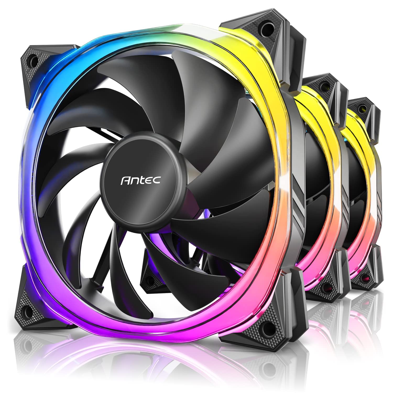 Antec Fusion 120mm ARGB 3 Fan Pack, Black, 3x120mm ARGB Fans, Upto 2000RPM, 57.93CFM Airflow, 31.24dB Max, 4-pin PWM 3-pin LED