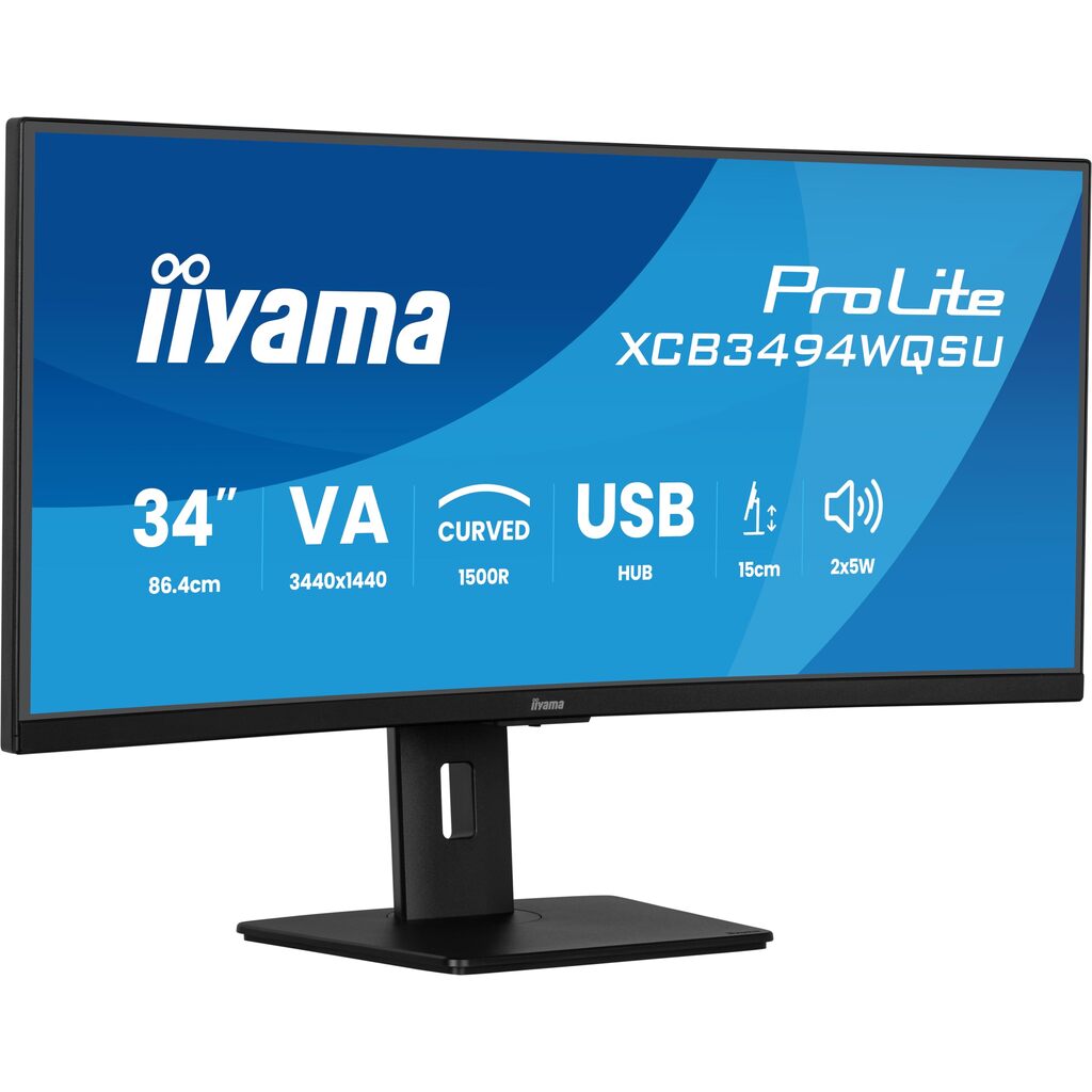 34" Black UWQHD Curved USB-C DisplayPort and HDMI