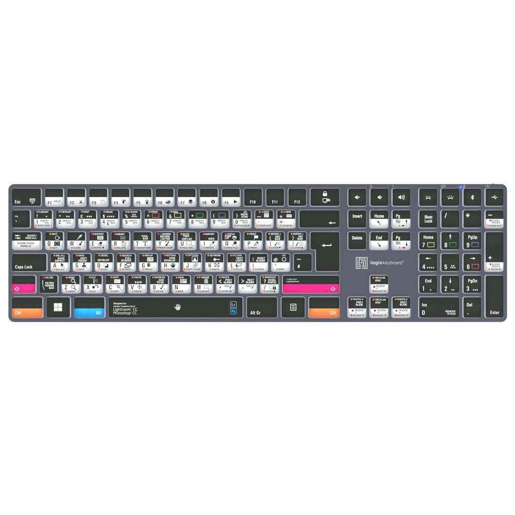 Wireless backlit keyboard designed for Photoshop Lightroom & Lightroom Classic - Windows