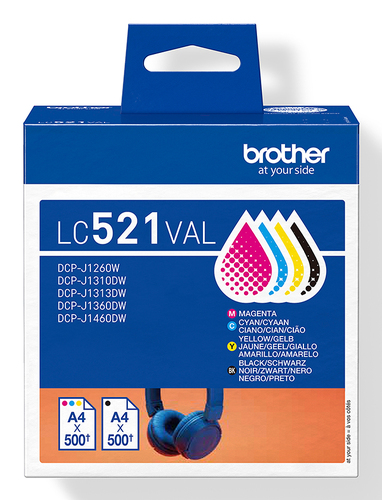 Brother LC521VAL ink cartridge 4 pc(s) Original Black, Cyan, Magenta, Yellow