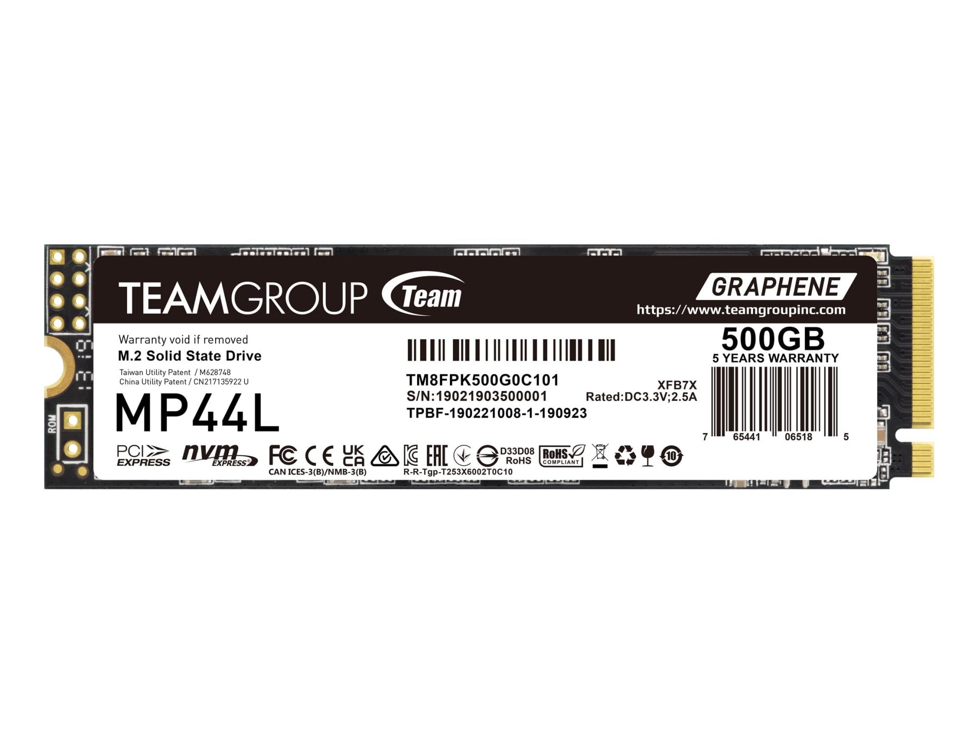 Team Group MP44L M.2 2280 500GB PCIe 4.0 x4 with NVMe 1.4 Internal SSD