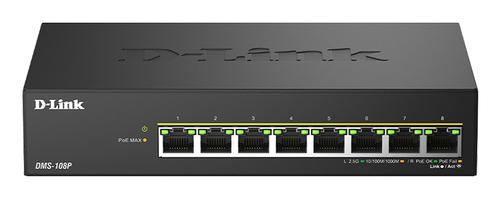 D-Link DMS-108P/B network switch 2.5G Ethernet (100/1000/2500) Power over Ethernet (PoE) Black