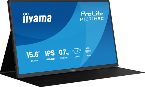 iiyama ProLite P1671HSC-B1 computer monitor 39.6 cm (15.6") 1920 x 1080 pixels LED Black