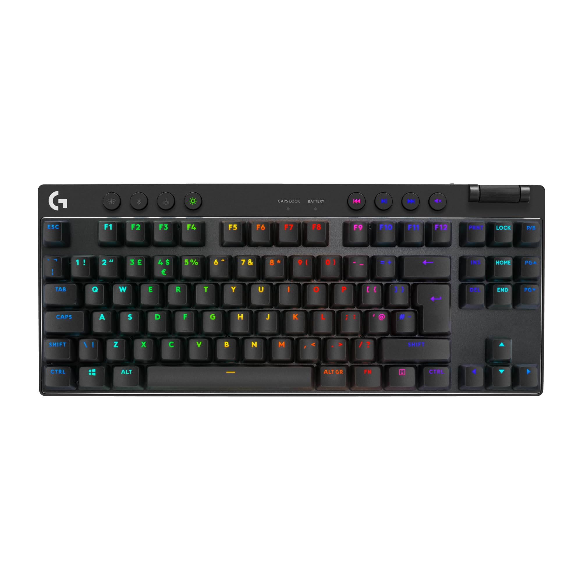 Logitech G PRO X TKL - Keyboard - backlit - wireless - 2.4 GHz, Bluetooth - QWERTY - UK - key switch: Tactile - black