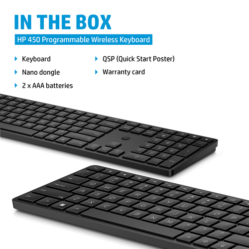 HP 450 BLK Programmable Wireless keyboard RF Wireless + USB Black - Image 4