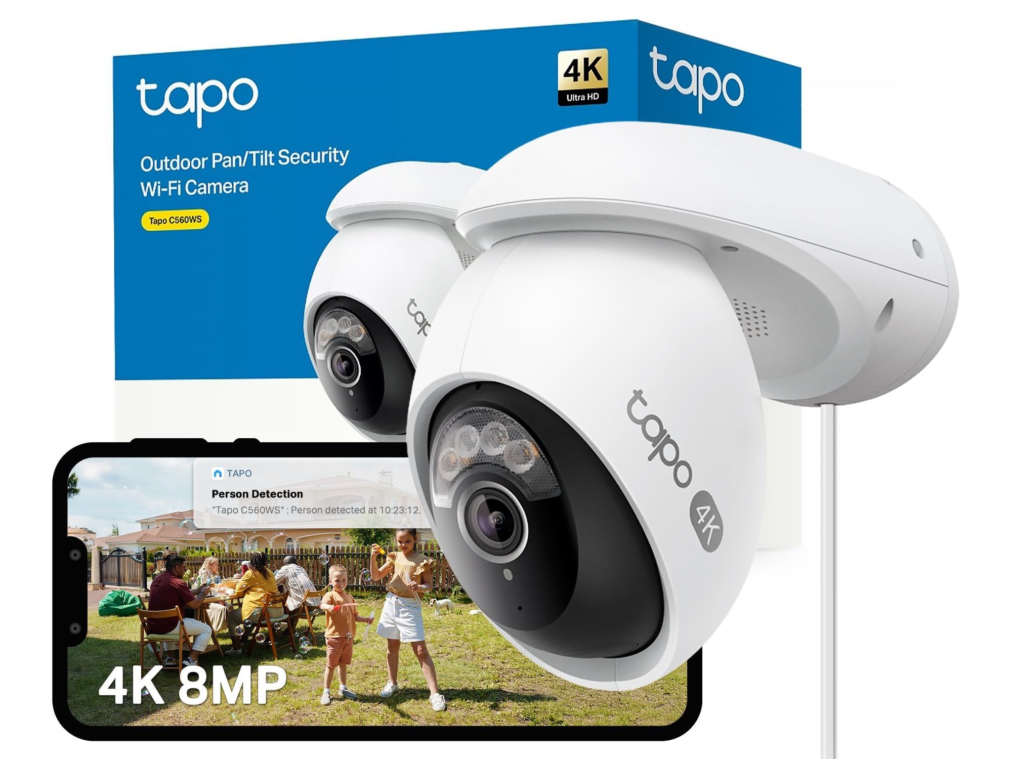 Tapo C560WS V1 - Network surveillance camera - pan / tilt - outdoor - weatherproof - colour (Day&Night) - 8 MP - 3840 x 2160 - 4K - fixed focal - audio - wireless - Wi-Fi - 802.11ax, 2.4GHz radio, LAN 10/100 - H.264