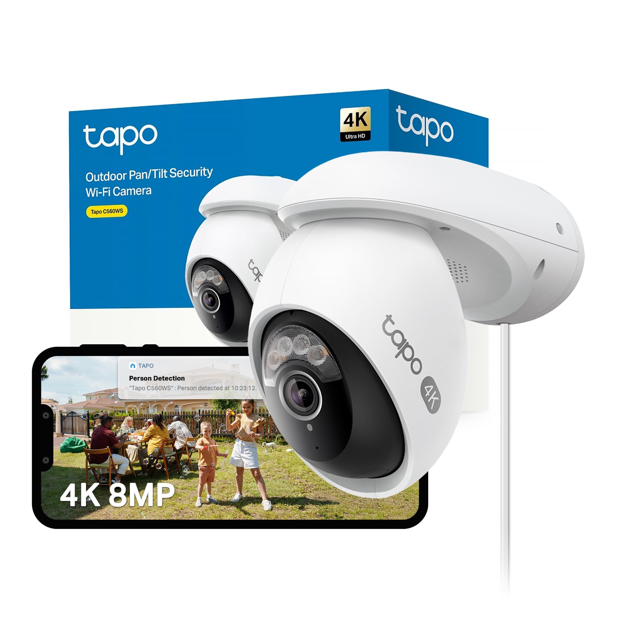 Tapo C560WS V1 - Network surveillance camera - pan / tilt - outdoor - weatherproof - colour (Day&Night) - 8 MP - 3840 x 2160 - 4K - fixed focal - audio - wireless - Wi-Fi - 802.11ax, 2.4GHz radio, LAN 10/100 - H.264