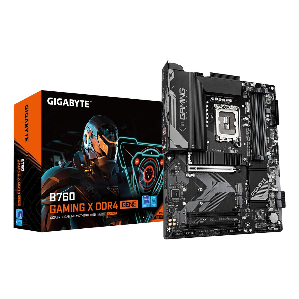 Gigabyte B760 GAMING X DDR4 GEN5 Intel 1700 Socket Motherboard, ATX, 4x DDR4 Slots, 3x M.2 Sockets, Fitted I/O Shield, 2.5GbE LAN, 1x DisplayPort / 1x HDMI Port