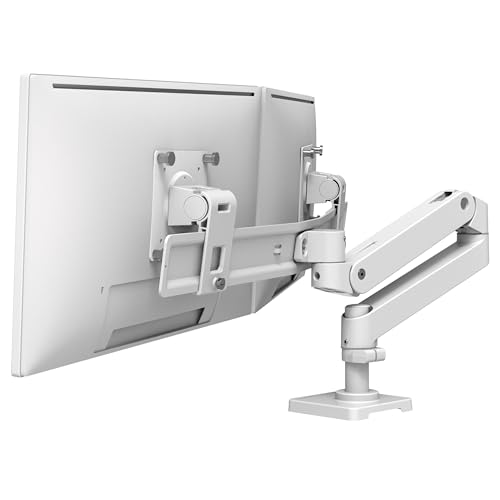 Dual monitor arm - For screens sized up to 27" - Weight Capacity: Maximum individual monitor weight = 9.4 lbs (4.25 kg). Total weight capacity = 18.8 lbs (8.5 kg). Display depth greater than 3" (7.5 cm) may affect weight capacity - White - Desk-mountable (2-piece desk clamp)