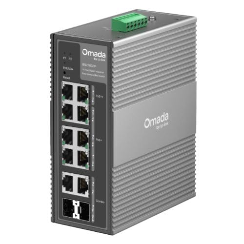 Omada 10-Port Gigabit Industrial Easy Managed Switch with 6-Port PoE+ and 2-Port PoE++
