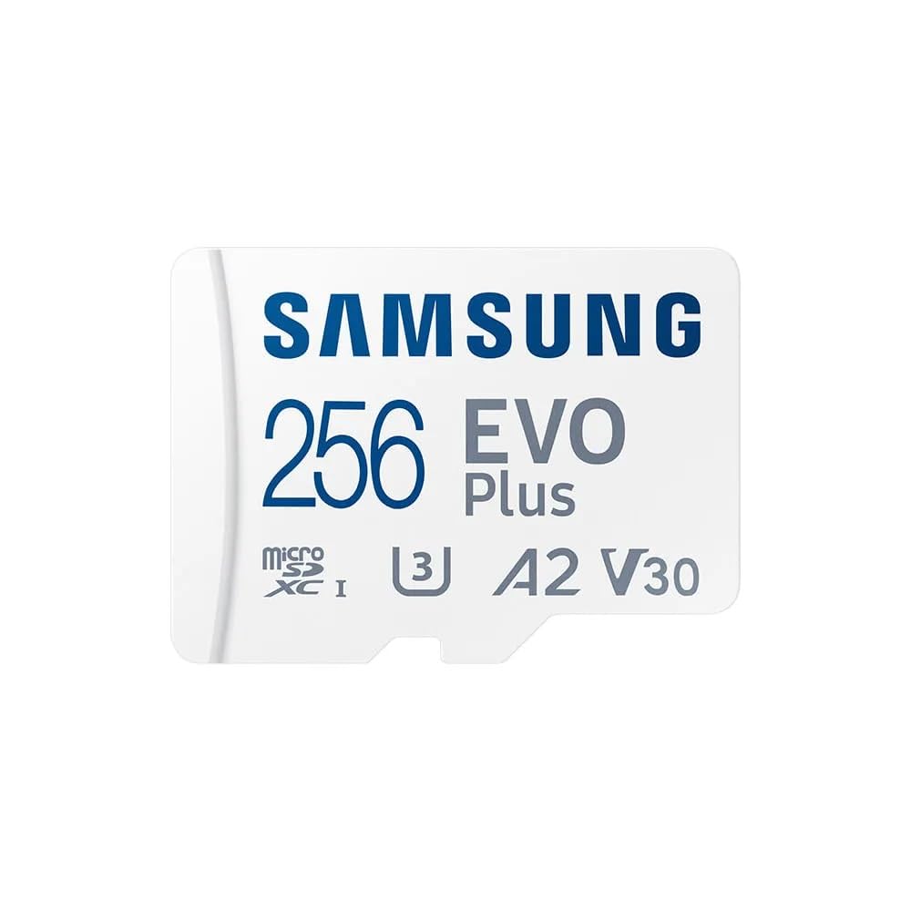 Samsung EVO Plus MB-MC256S - Flash memory card (microSDXC to SD adapter included) - 256 GB - A2 / Video Class V30 / UHS-I U3 / Class10 - microSDXC UHS-I - white
