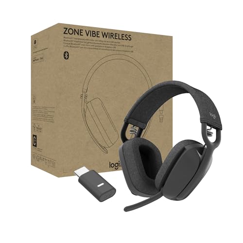 Logitech Zone Vibe Wireless - Headset - full size - Bluetooth - wireless - USB-C via Bluetooth adapter - graphite - Optimised for UC