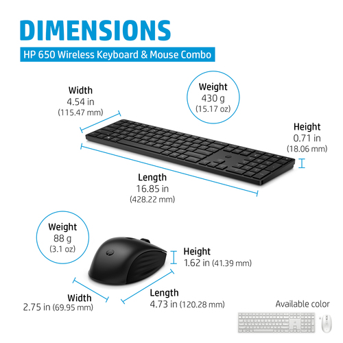 HP 650 Wireless and Mouse Combo Black keyboard Mouse included Home RF Wireless - Image 6