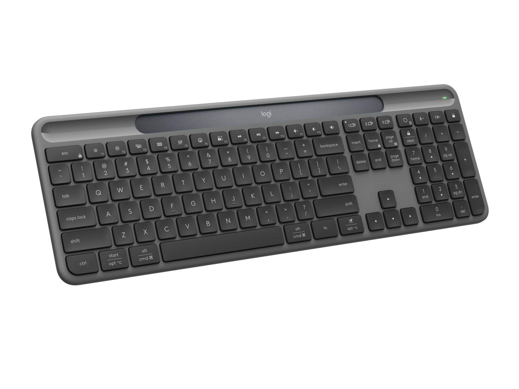 Logitech Signature Slim Solar+ K980 - Keyboard - full size - wireless - Bluetooth LE - QWERTY - UK - key switch: scissor switches - graphite