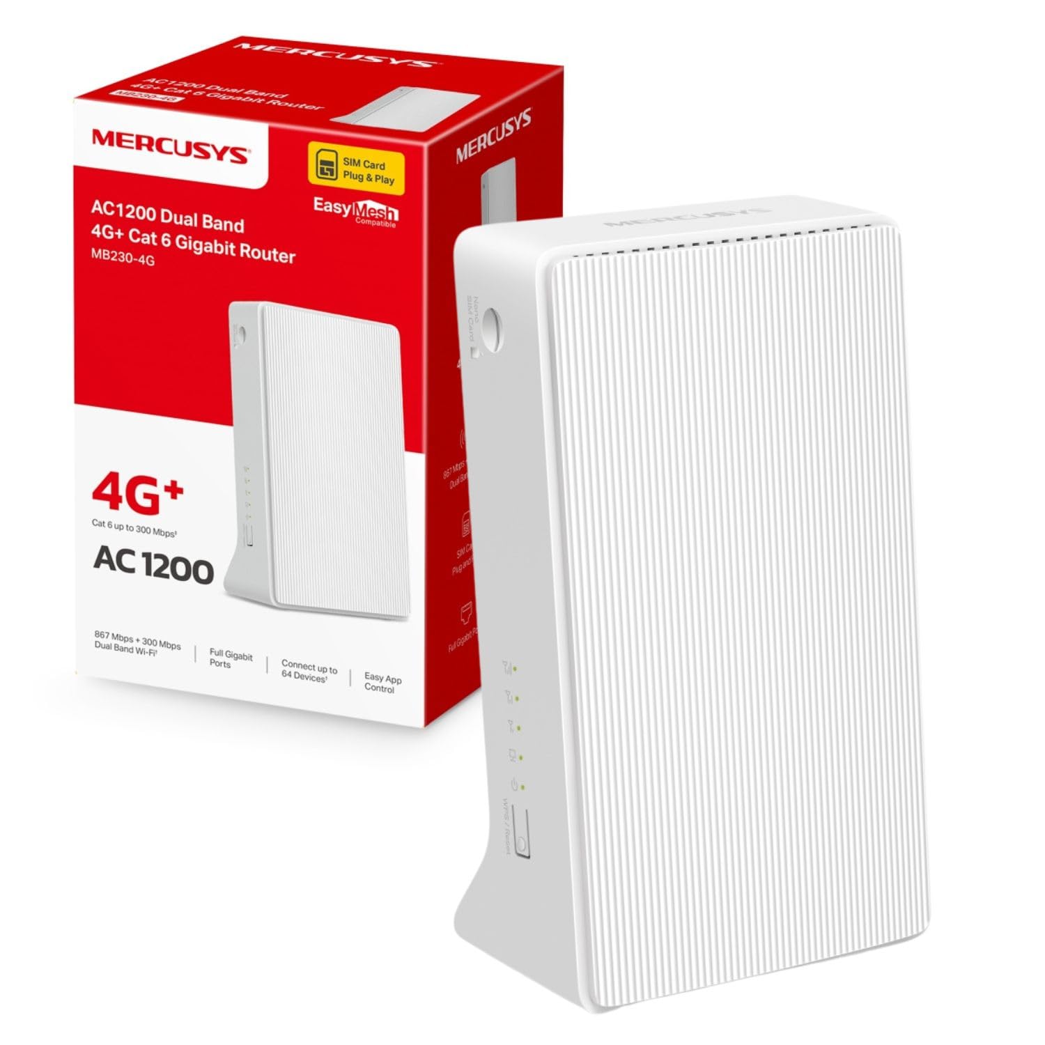 Mercusys MB230-4G 4G+ Cat6 AC1200 Wireless Dual Band Gigabit Router