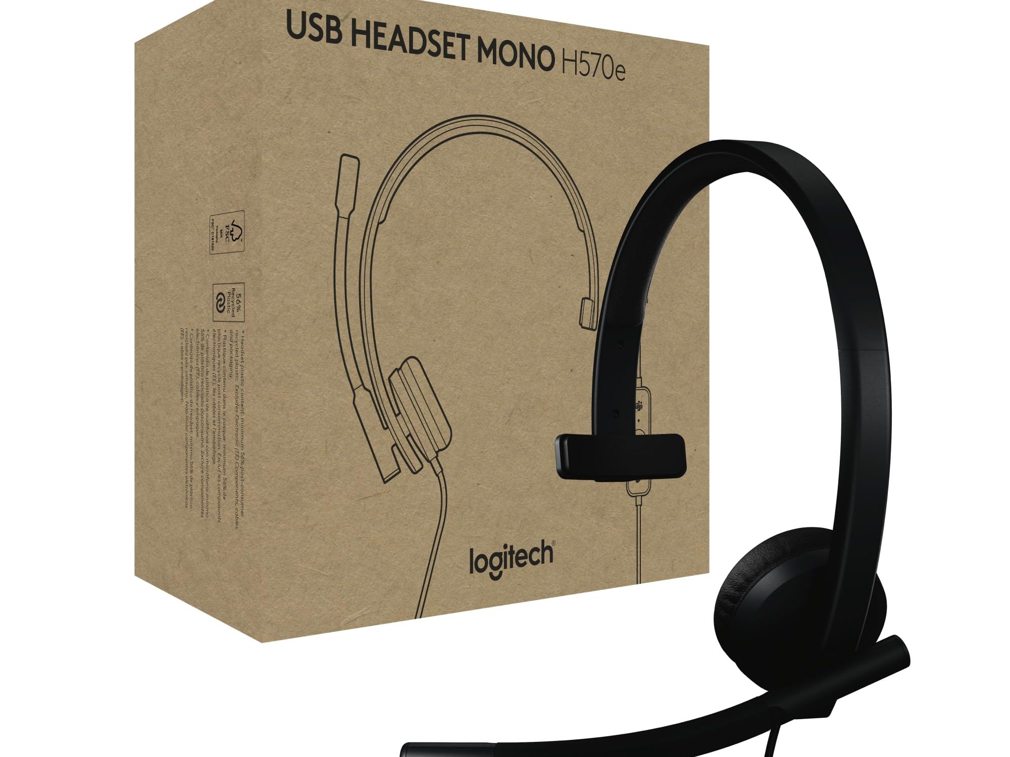 Logitech H570e - Headset - on-ear - wired - USB-C - Certified for Microsoft Teams
