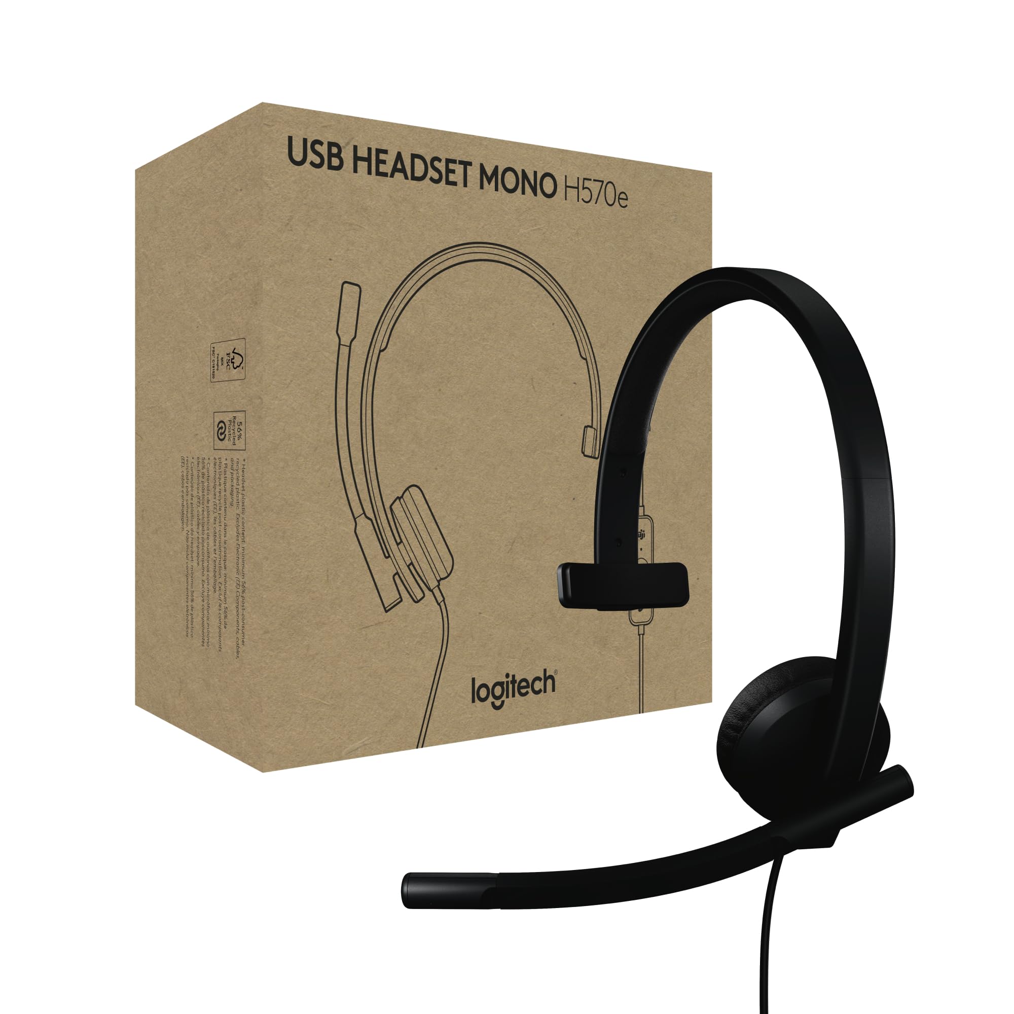 Logitech H570e - Headset - on-ear - wired - USB-C - Certified for Microsoft Teams