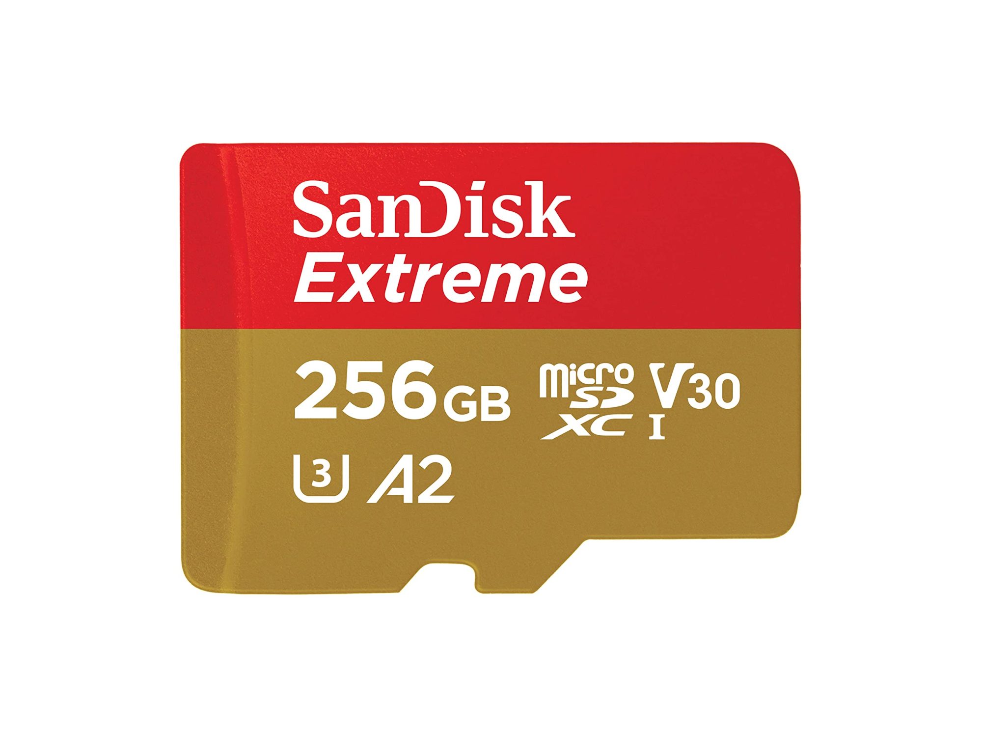 SanDisk Extreme - Flash memory card (microSDXC to SD adapter included) - 256 GB - A2 / Video Class V30 / UHS-I U3 / Class10 - microSDXC UHS-I
