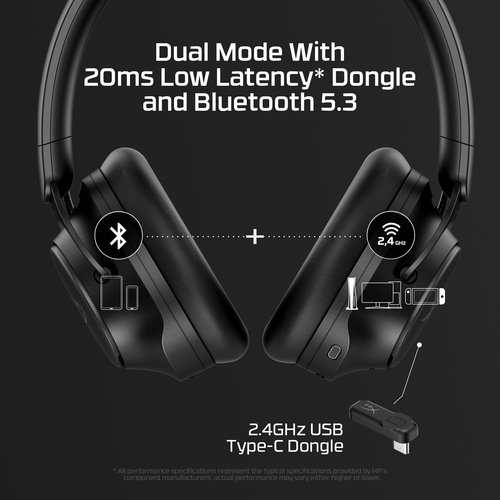 HyperX Cloud MIX 2 Dual Wireless Over-Ear Headphones with Noise Cancellation Wired & Wireless - Image 3