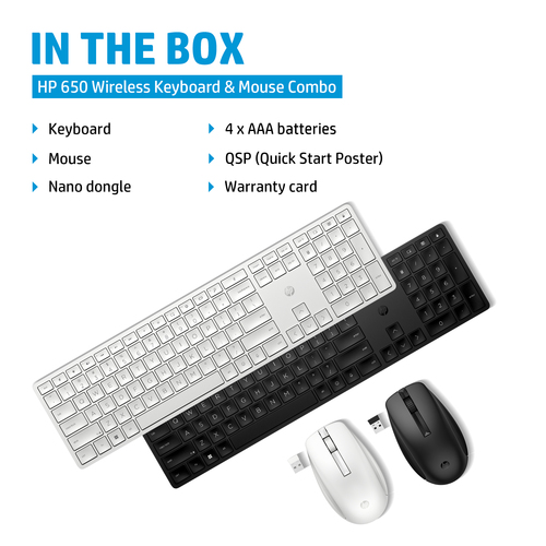 HP 650 Wireless and Mouse Combo Black keyboard Mouse included Home RF Wireless - Image 5