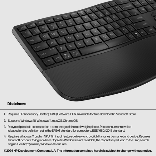 HP 680 Comfort Dual-Mode keyboard Home RF Wireless + Bluetooth Black - Image 7