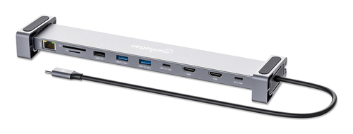 Manhattan 190398 laptop dock/port replicator Wired USB 3.2 Gen 1 (3.1 Gen 1) Type-C Grey