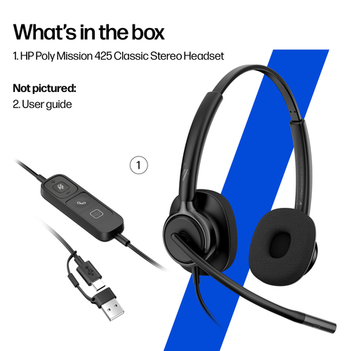 HP Poly Mission 425 Stereo USB Wired Headset Classic - Image 4