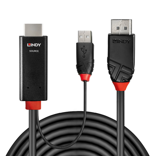 Lindy 41500 video cable adapter HDMI + USB Type-A Black - Image 2