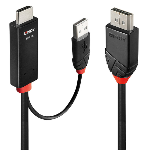 Lindy 41500 video cable adapter HDMI + USB Type-A Black