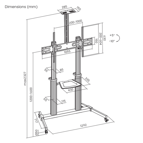 Manhattan 462563 TV mount/stand 2.54 m (100") Black, Silver - Image 12