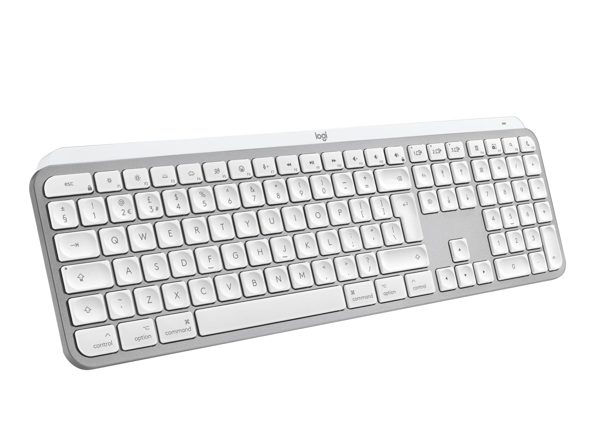 Logitech Master Series MX Keys S for Mac - Keyboard - full size - backlit - wireless - Bluetooth LE - QWERTY - UK - pale grey