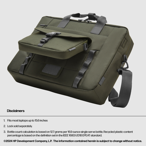 HP 15.6 Modular Laptop Bag 39.6 cm (15.6") Messenger case Green, Grey - Image 7