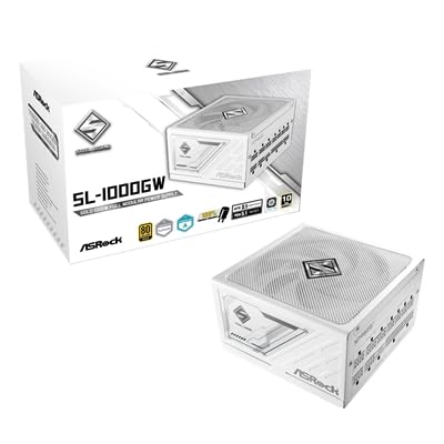 ASRock Steel Legend SL-1000G 1000W ATX Power Supply Unit, 80 Plus Gold Certified, 120mm Silent Cooling Fan, High Efficiency PSU