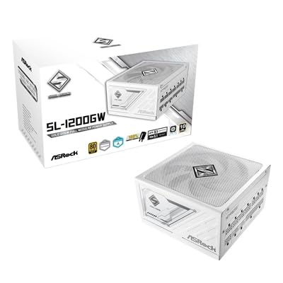 ASRock SL-1200GW 1200W ATX Power Supply Unit, 80 PLUS GOLD Certified, 135mm Striped Axial FDB Fan, High Efficiency PSU