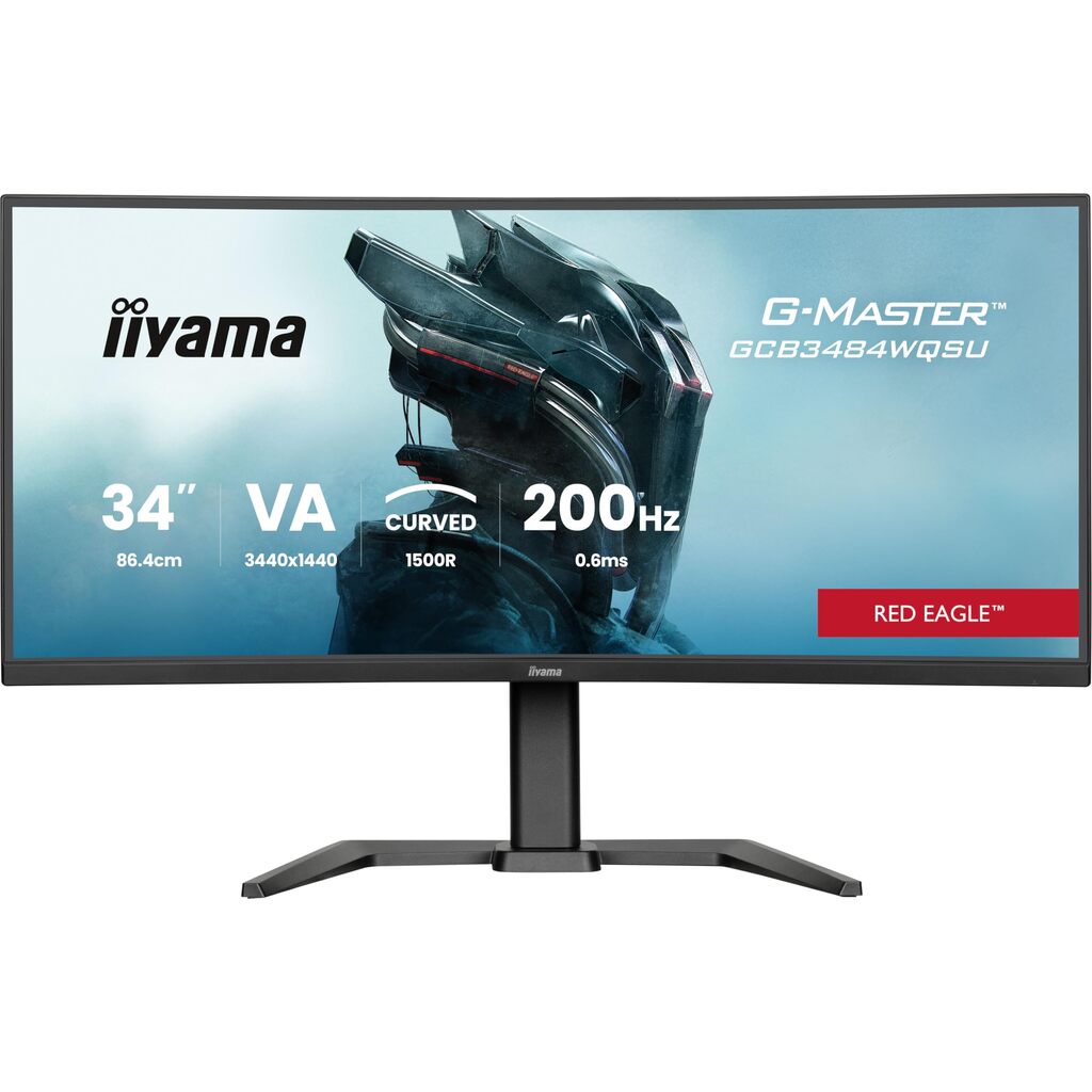iiyama G-MASTER Red Eagle GCB3484WQSU-B2 - LED monitor - gaming - curved - 34" (31.4" viewable) - 3440 x 1440 UWQHD @ 400 Hz - VA - 450 cd/m² - 4000:1 - 0.6 ms - 2xHDMI, DisplayPort - speakers - black