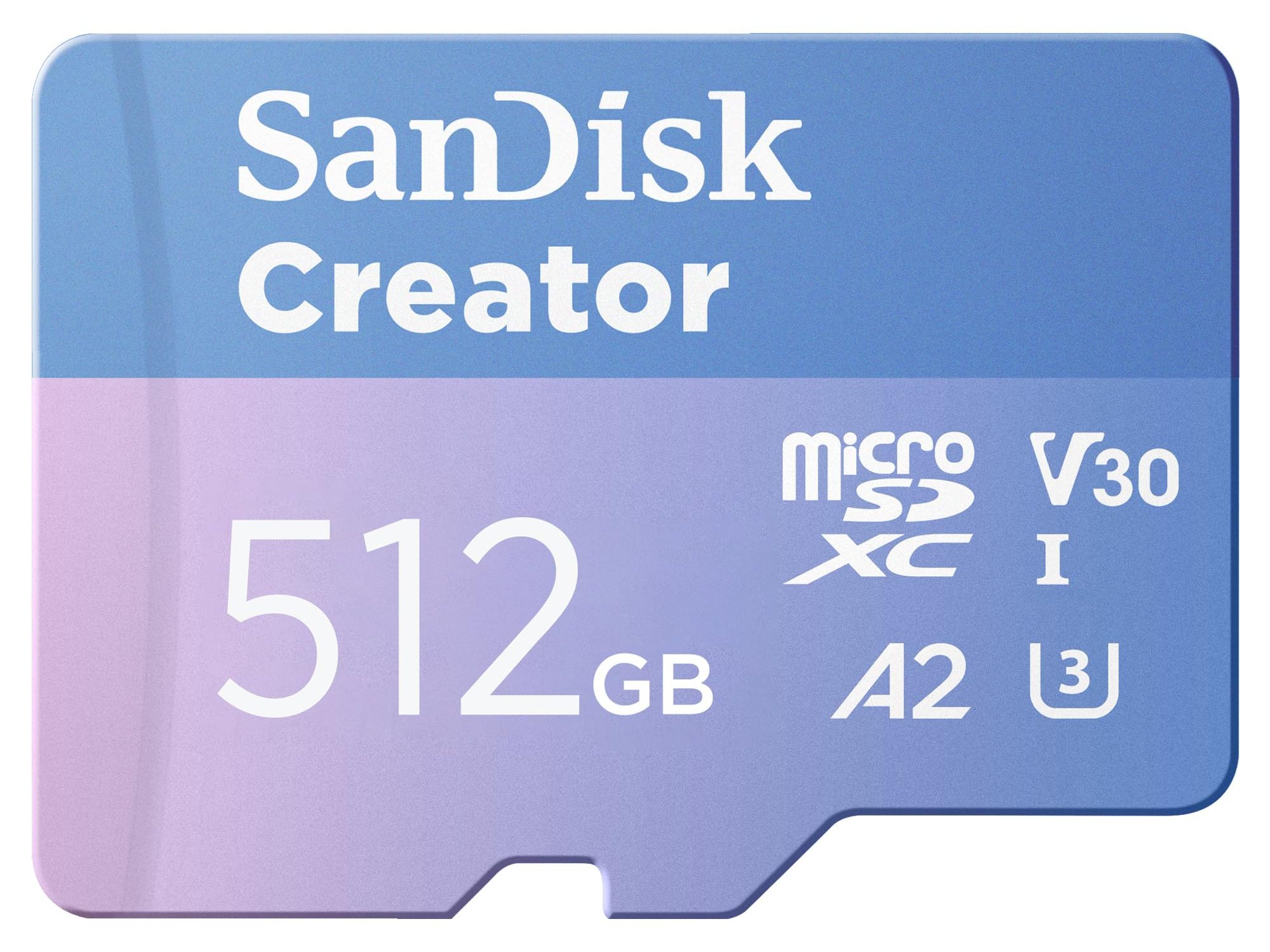 SanDisk Creator - Flash memory card (microSDXC to SD adapter included) - 512 GB - A2 / Video Class V30 / UHS-I U3 - microSDXC UHS-I