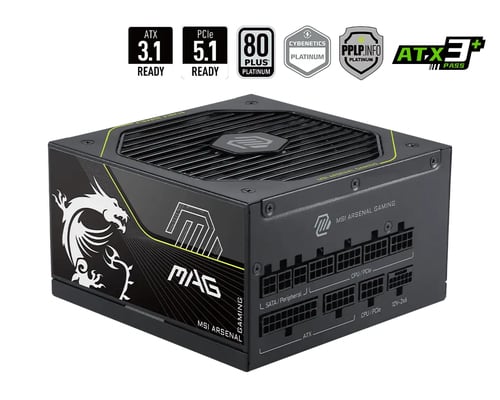 MSI MAG A1200PLS PCIE5 power supply unit 1200 W 20+4 pin ATX ATX Black
