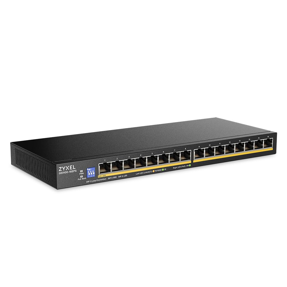 GS1100-16EPS SLIMLINE POE+ 135W 16 PORT GIGABIT - DIP SELECTOR U