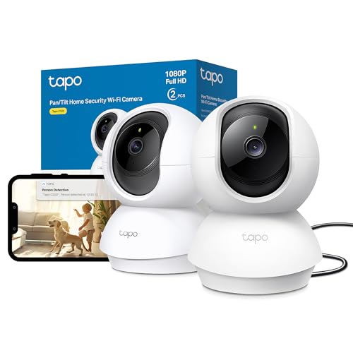 TP-Link Tapo C200P2 Pan/Tilt Home Security WiFi Camera, 2-Pack