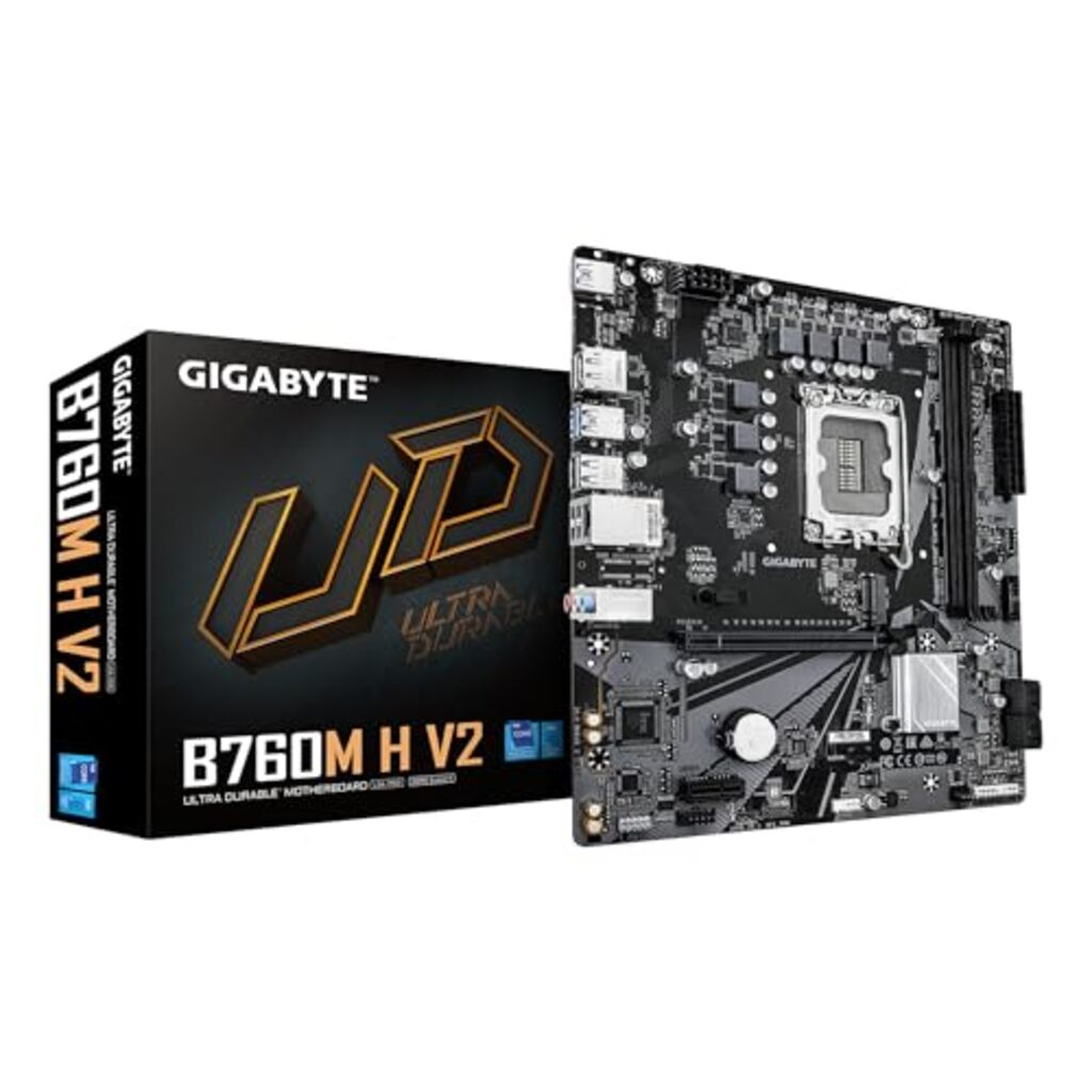 Gigabyte B760M H V2 Intel 1700 Socket Motherboard, Micro-ATX, 2x DDR5 Slots, 1x M.2 Socket, GbE LAN, 1x DisplayPort / 1x HDMI Port