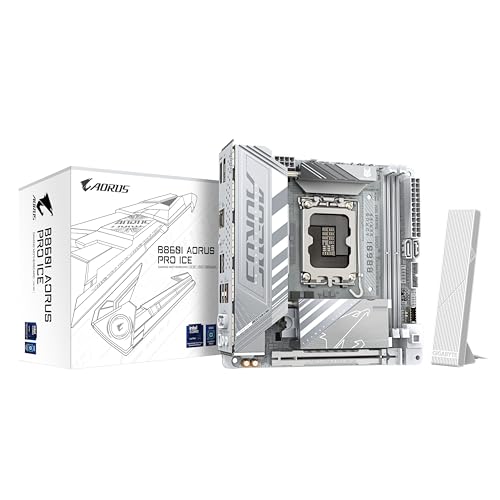 Gigabyte B860I AORUS PRO ICE Intel 1851 Socket Motherboard, Mini-ITX, 2x DDR5 Slots, 2x M.2 Sockets, Fitted I/O Shield, 2.5GbE LAN, Wi-Fi 7, 1x DisplayPort / 1x HDMI Port