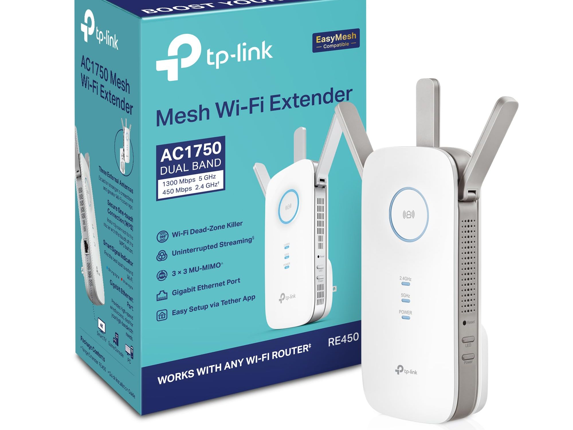 TP-Link RE450 - Wi-Fi range extender - 1GbE - Wi-Fi 5 - 2.4 GHz, 5 GHz