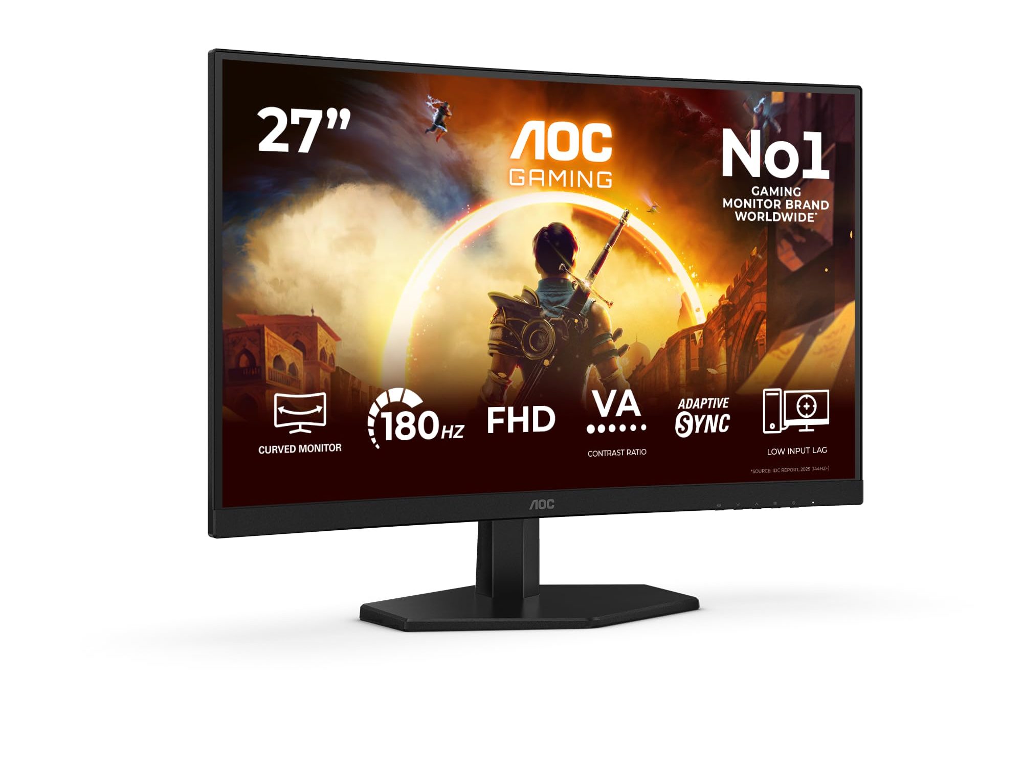 AOC Gaming C27G42FE - LED monitor - gaming - curved - 27" - 1920 x 1080 Full HD (1080p) @ 180 Hz - VA - 4000:1 - HDR10 - 0.5 ms - HDMI, DisplayPort - black, red