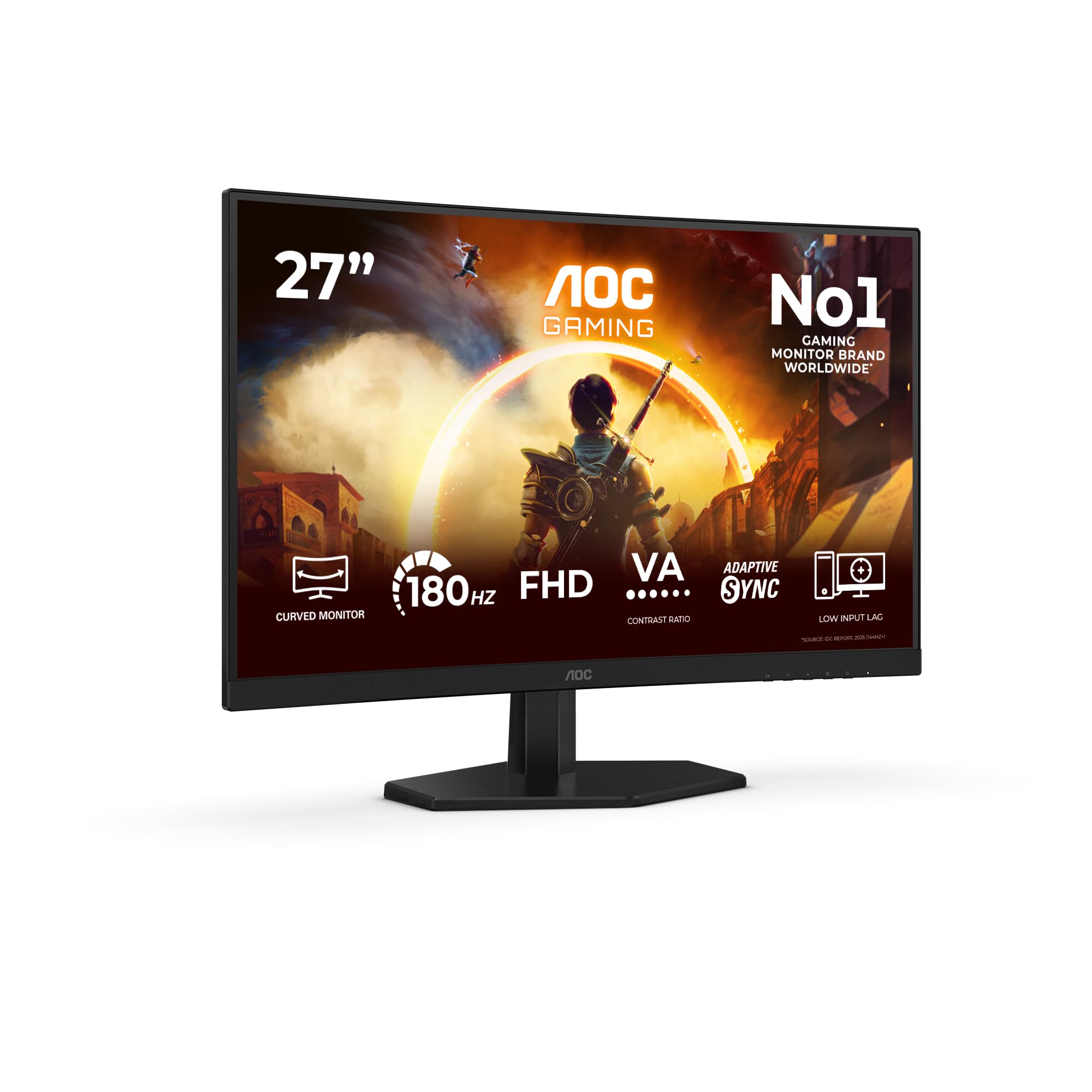 AOC Gaming C27G42FE - LED monitor - gaming - curved - 27" - 1920 x 1080 Full HD (1080p) @ 180 Hz - VA - 4000:1 - HDR10 - 0.5 ms - HDMI, DisplayPort - black, red