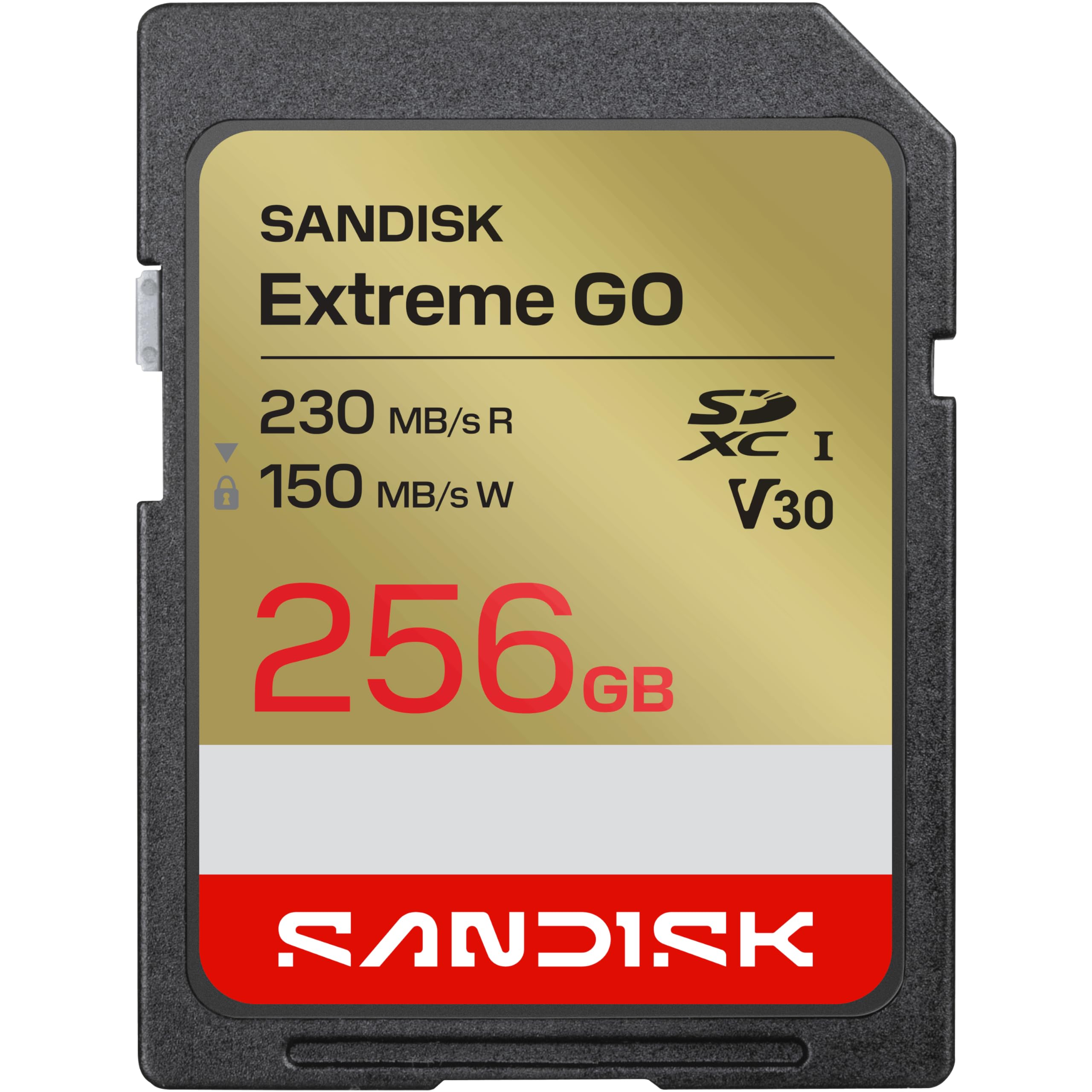 SanDisk Extreme Go - Flash memory card - 256 GB - Video Class V30 / UHS-I U3 - SDXC UHS-I